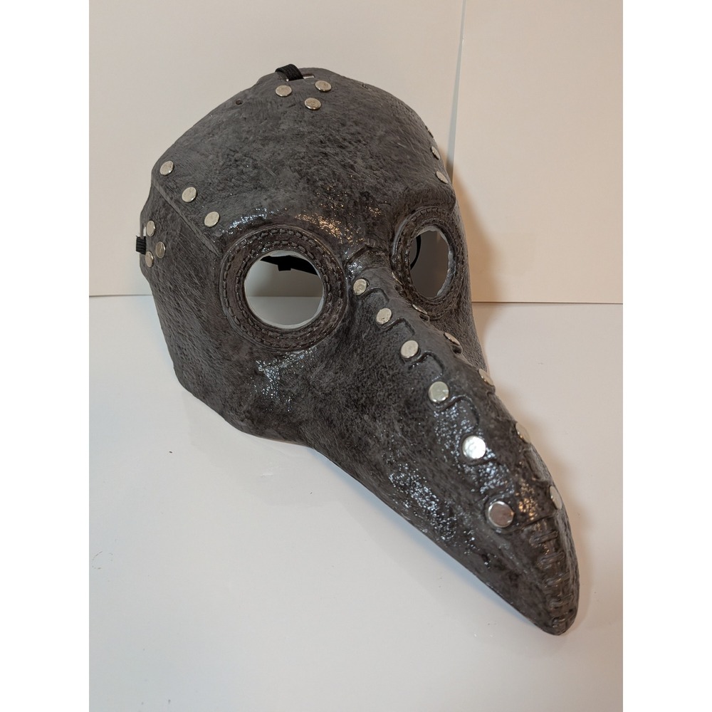 Plague Doctor Mask Steampunk Gothic Cosplay Halloween Costume Grey Riveted